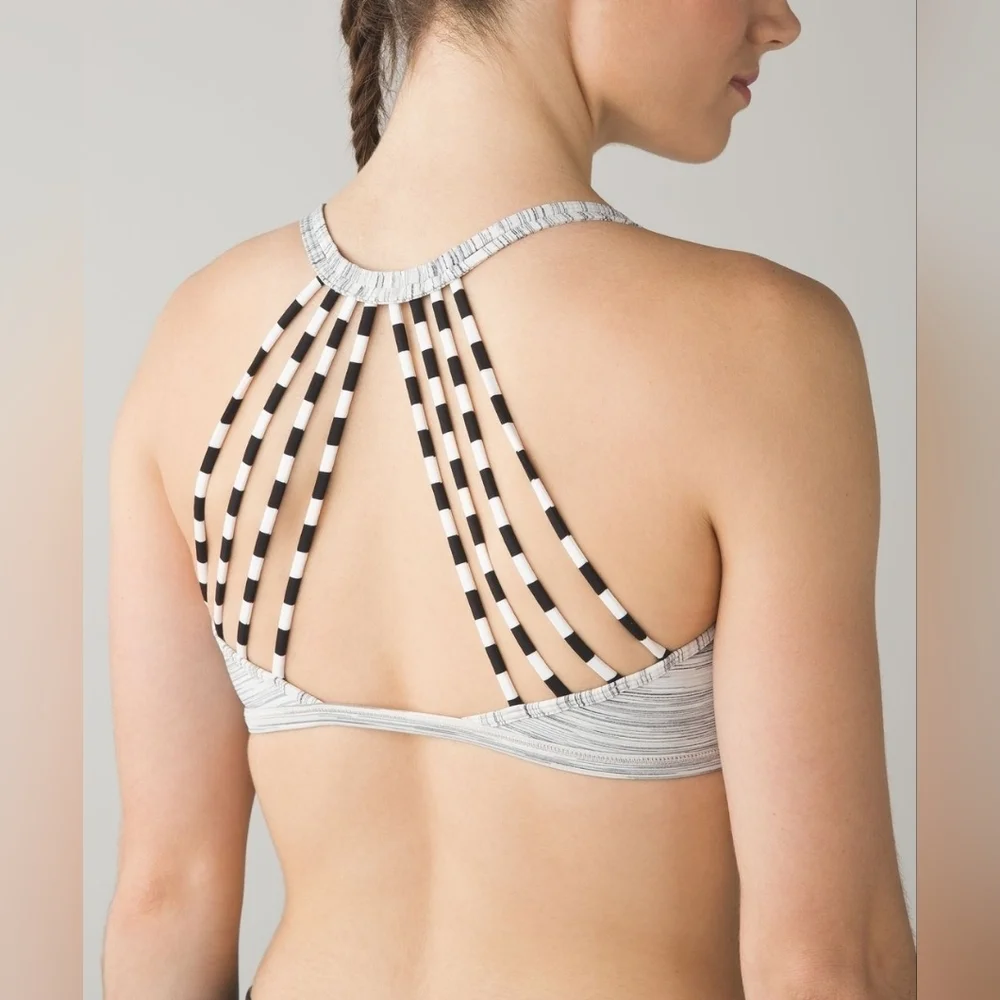 Lulu🍋 Lululemon Lighten Up Bra Space Dye Camo White Silver Spoon Size 8